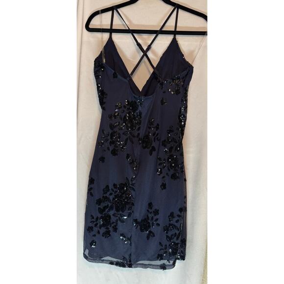 Speechless Navy Floral Wrap Mini Dress Size 9 NEW w/ Tags - Picture 4 of 8